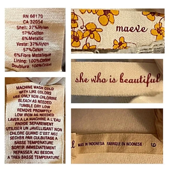 ANTHROPOLOGIE MAEVE In A Twinkling DRESS Off-White, Gold Dots 6 MIDI FULL SKIRT - Picture 11 of 13